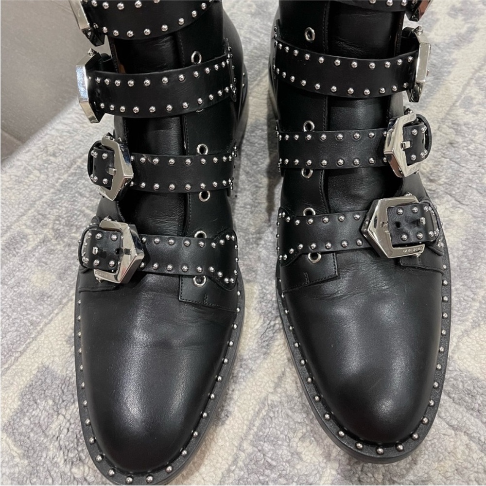 Givenchy Black Leather Studded Ankle Boots - Picture 10 of 10